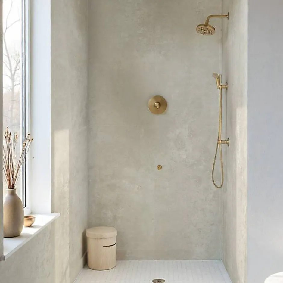 Decoon Lot de 8 Dalles Murales Douche SPC/PVC Décor effet Pierre Beige - 38,9x77,8cm - 2,42M²