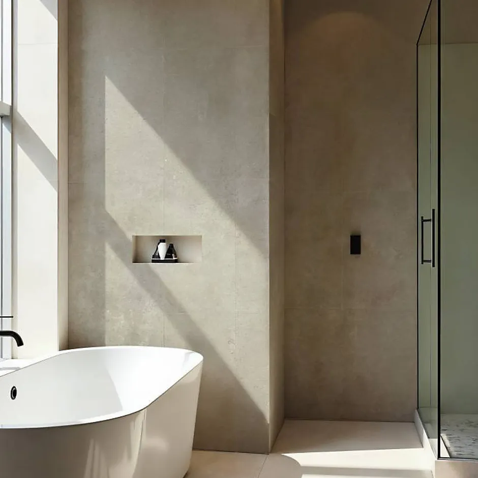 Decoon Lot de 8 Dalles Murales Douche SPC/PVC Décor effet Pierre Beige - 38,9x77,8cm - 2,42M²