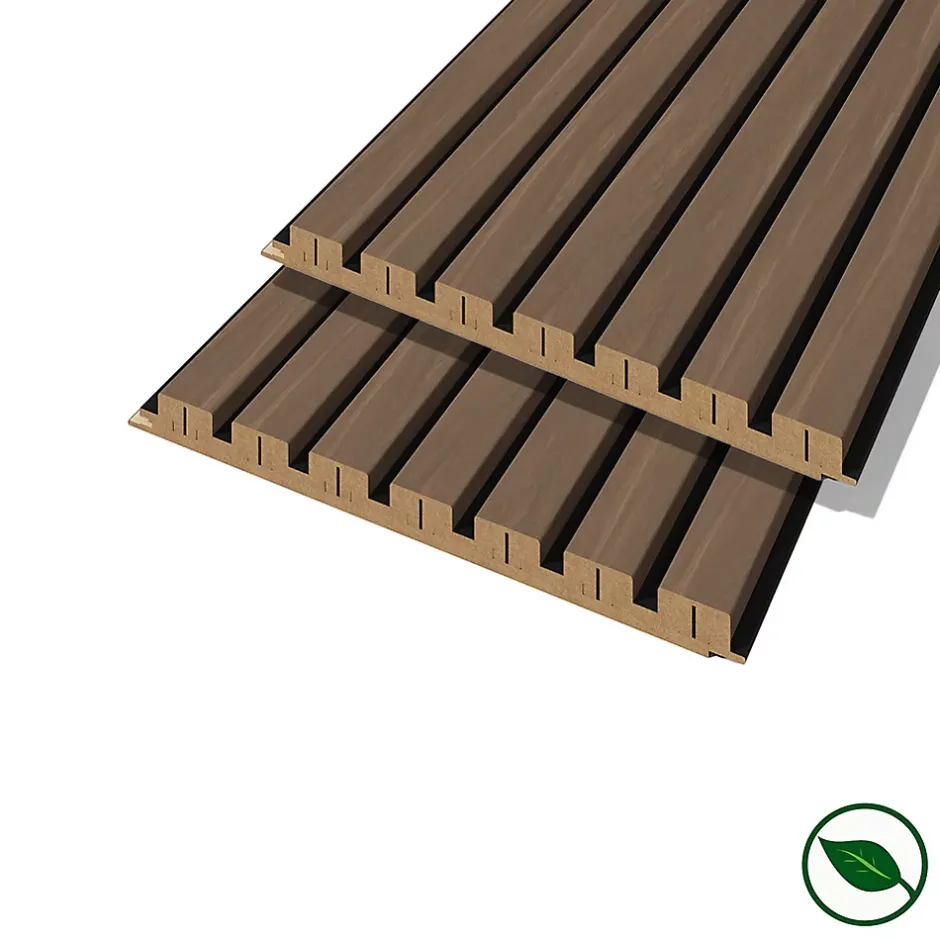 Forestea Lot de 2 demi panneaux mural décoratif lamelles MDF castle OAK 1250 x 287 x 20 mm 0,72 M2