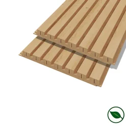 Lot de 2 demi panneaux mural décoratif lamelles MDF chêne clair 1250 x 287 x 20 mm 0,72 M2-Forestea Sale