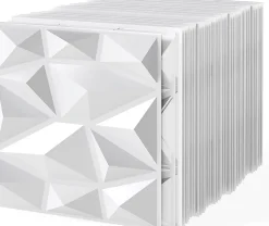 Lot de 50/100 Panneau Mural Decoratif en Diamant, Panneaux Muraux 3D en PVC, Imperméable & Résistant à Chaleur-Giantex New
