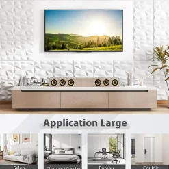 Lot de 50/100 Panneau Mural Decoratif en Diamant, Panneaux Muraux 3D en PVC, Imperméable & Résistant à Chaleur-Giantex New