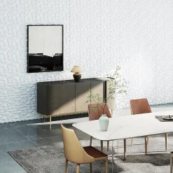 Lot de 50/100 Panneau Mural Decoratif en Diamant, Panneaux Muraux 3D en PVC, Imperméable & Résistant à Chaleur-Giantex New