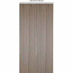 Lot de 4 panneaux acoustiques tasseaux bois 250 x 30 x 1,9 cm - Lamelles bois placage chêne clair véritable fond noir - 3m²-Decoon