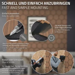 Ml-Design Lot de 2 panneaux acoustiques hexagonaux 66x81 cm 1m² isolation phonique teck