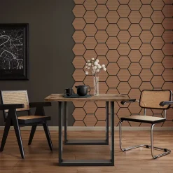 Ml-Design Lot de 2 panneaux acoustiques hexagonaux 66x81 cm 1m² isolation phonique teck