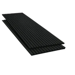 Lot de 2 Panneaux Acoustiques Muraux Bois 240x60x2,2cm - Couleur Noir avec Fond Noir --Silamp Clearance