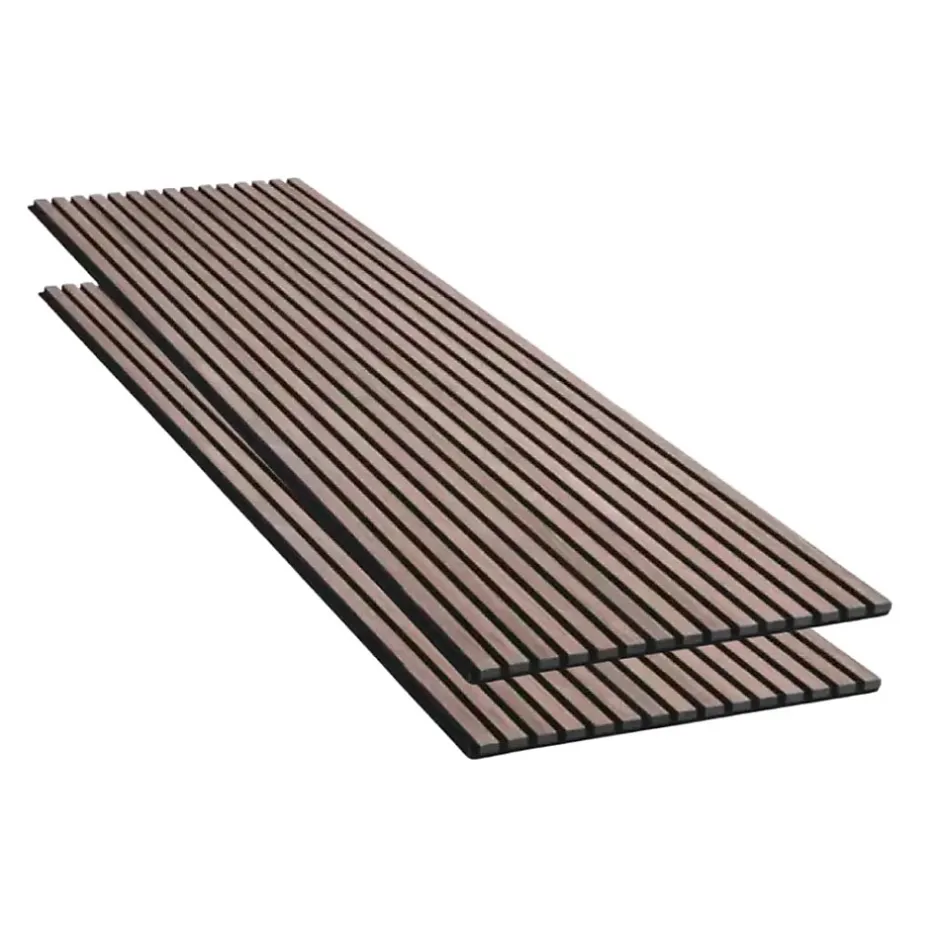 Silamp Lot de 2 Panneaux Acoustiques Muraux Bois 240x60x2,2cm - Finition Noyer - Fond Noir -