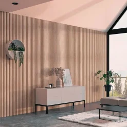 Silamp Lot de 2 Panneaux Acoustiques Muraux Bois 240x60x2,2cm - Finition Noyer - Fond Noir -