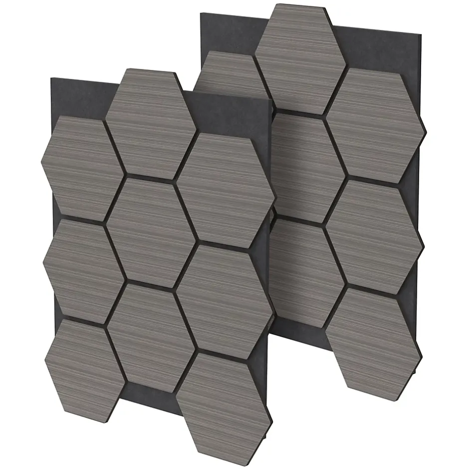 Lot de 2 panneaux acoustiques hexagonaux 66x81 cm 1m² isolation phonique gris-Ml-Design Online