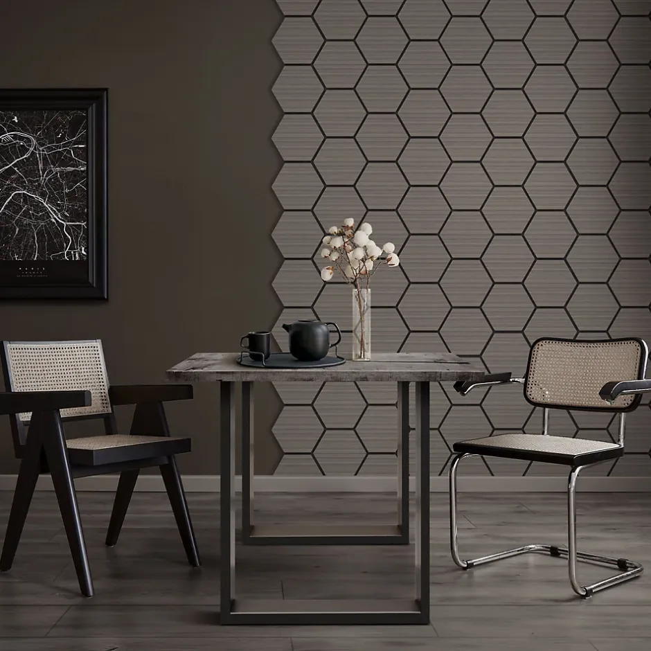 Lot de 2 panneaux acoustiques hexagonaux 66x81 cm 1m² isolation phonique gris-Ml-Design Online