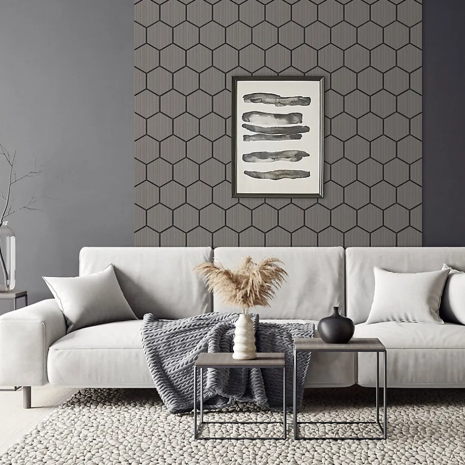 Lot de 2 panneaux acoustiques hexagonaux 66x81 cm 1m² isolation phonique gris-Ml-Design Online