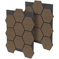 Ml-Design Lot de 2 panneaux acoustiques hexagonaux 66x81 cm 1m² isolation phonique marron