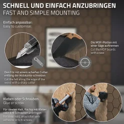 Ml-Design Lot de 2 panneaux acoustiques hexagonaux 66x81 cm 1m² isolation phonique marron