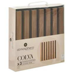 Lot de 3 panneaux décoratifs Colva effet noyer fond noir 30x30cm - Atmosphera-Atmosphera Créateur D'Intérieur Hot