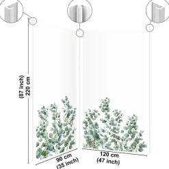 Lot de 2 panneaux de douche en PVC (90x220 & 120x220 cm) + profilés blanc - Eucalyptus in Rain - Multicolore-99Deco Sale