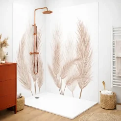 Lot de 2 panneaux de douche en aluminium (90x220 & 120x220 cm) + profilés blanc - Pampa - Marron-99Deco Discount