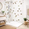 99Deco Lot de 2 panneaux de douche en PVC (90x220 & 120x220 cm) + profilés blanc - Charme - Hexa Bois - Marron