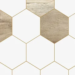 99Deco Lot de 2 panneaux de douche en PVC (90x220 & 120x220 cm) + profilés blanc - Charme - Hexa Bois - Marron