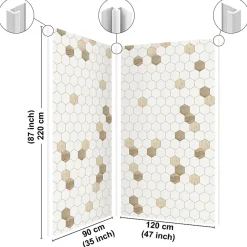 99Deco Lot de 2 panneaux de douche en PVC (90x220 & 120x220 cm) + profilés blanc - Charme - Hexa Bois - Marron