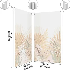 99Deco Lot de 2 panneaux de douche en aluminium (90x220 & 120x220 cm) + profilés blanc - Motif végétal - Beige - Gaïa