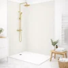 99Deco Lot de 2 panneaux de douche en PVC (90x220 & 120x220 cm) + profilés blanc - Pierre Claire - Gris