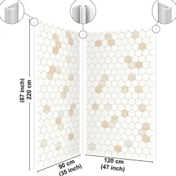 99Deco Lot de 2 panneaux de douche en PVC (90x220 & 120x220 cm) + profilés blanc - Hexa Travertin - Gris
