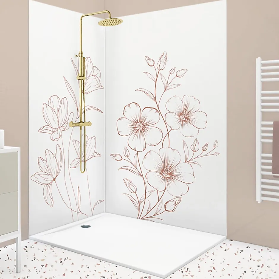 Lot de 2 panneaux de douche en aluminium (90x220 & 120x220 cm) + profilés blanc - Charme - Blanc-99Deco Outlet