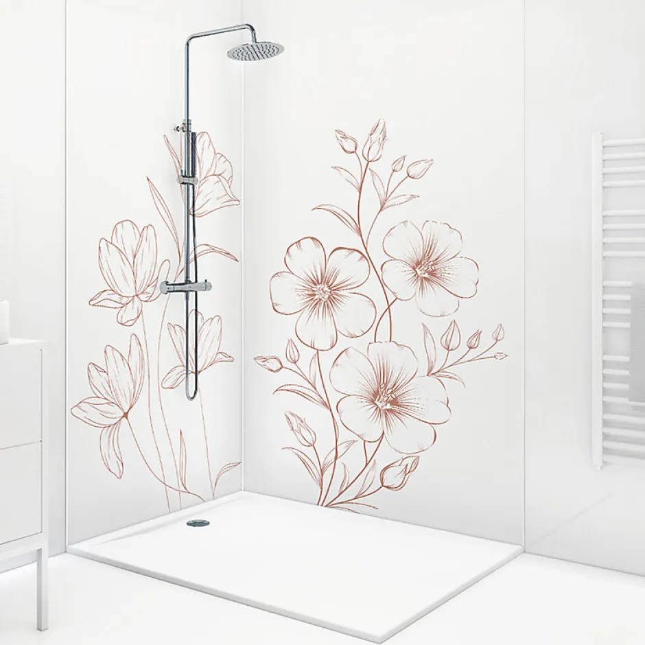 Lot de 2 panneaux de douche en aluminium (90x220 & 120x220 cm) + profilés blanc - Charme - Blanc-99Deco Outlet