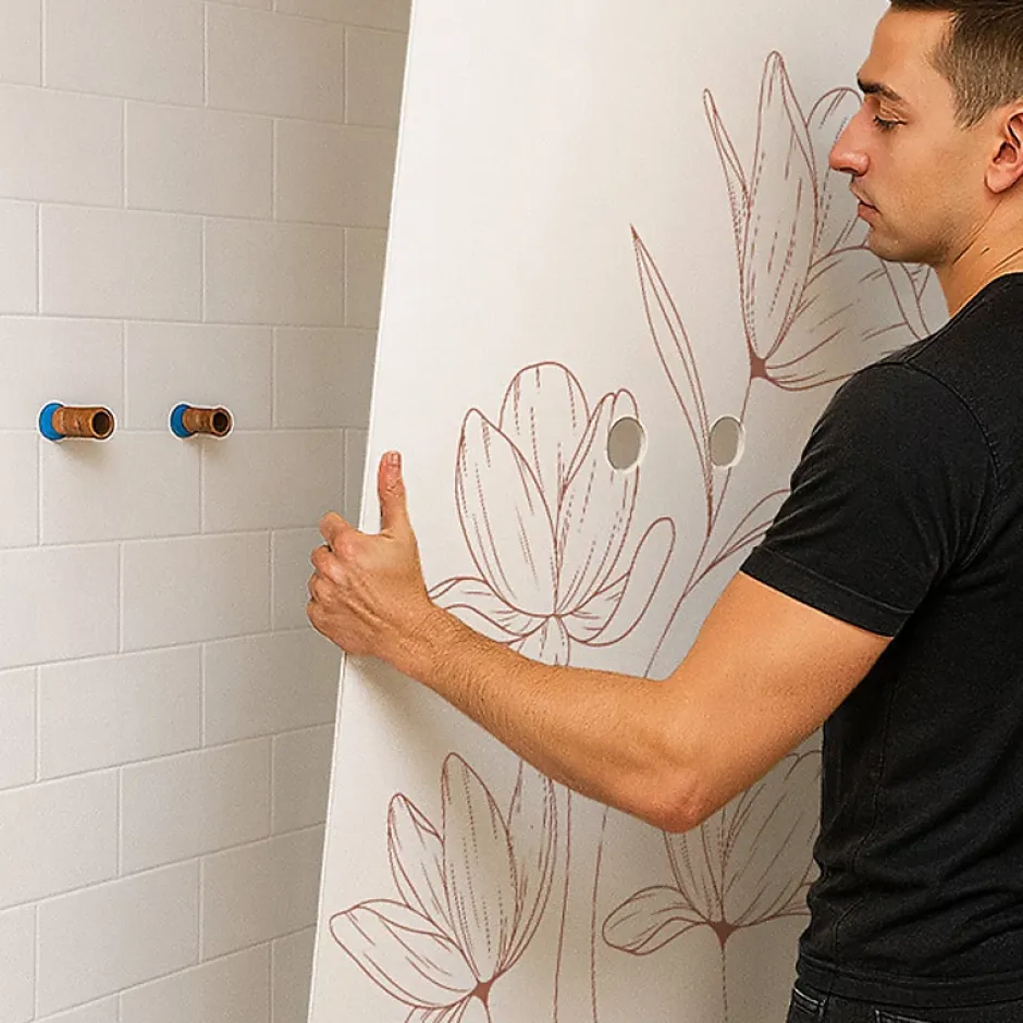 Lot de 2 panneaux de douche en aluminium (90x220 & 120x220 cm) + profilés blanc - Charme - Blanc-99Deco Outlet