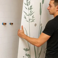 Lot de 2 panneaux de douche en PVC (90x220 & 120x220 cm) + profilés blanc - Vegetalist - Vert-99Deco New