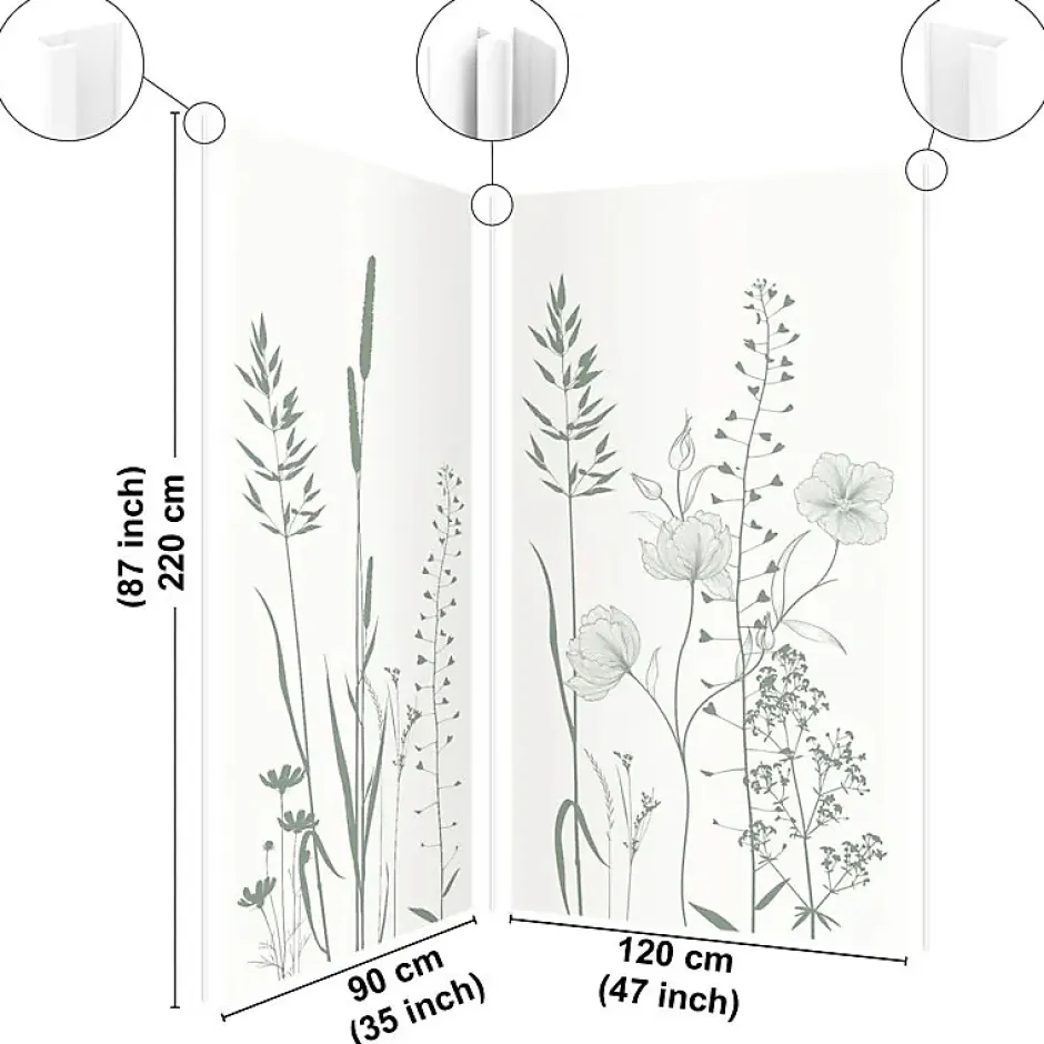 Lot de 2 panneaux de douche en PVC (90x220 & 120x220 cm) + profilés blanc - Vegetalist - Vert-99Deco New
