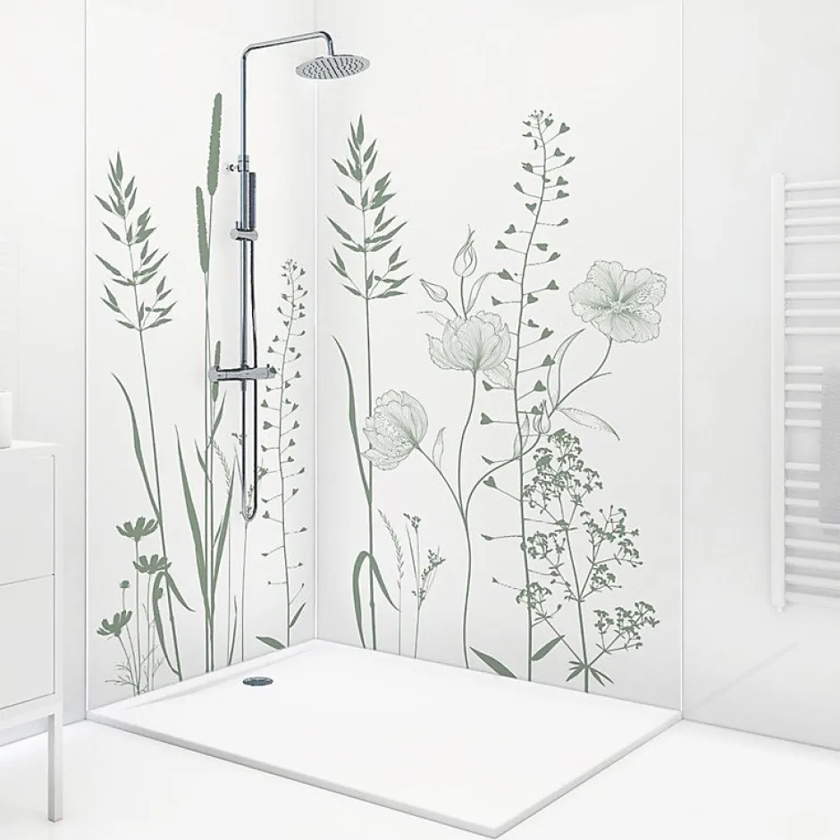 Lot de 2 panneaux de douche en PVC (90x220 & 120x220 cm) + profilés blanc - Vegetalist - Vert-99Deco New