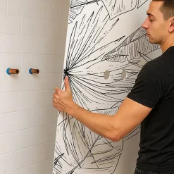 Lot de 2 panneaux de douche en PVC (90x220 & 120x220 cm) + profilés noir - Lamnar - Noir-99Deco