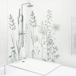 99Deco Lot de 2 panneaux de douche en aluminium (90x220 & 120x220 cm) + profilés blanc - Vegetalist - Vert