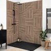 99Deco Lot de 2 panneaux de douche en aluminium (90x220 & 120x220 cm) + profilés noir - Wabi Sabi - Marron et nor