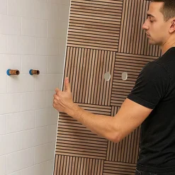 99Deco Lot de 2 panneaux de douche en aluminium (90x220 & 120x220 cm) + profilés noir - Wabi Sabi - Marron et nor