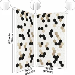 Lot de 2 panneaux de douche en aluminium (90x220 & 120x220 cm) + profilés blanc - Mix Hexa - Multicolore-99Deco Best