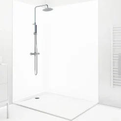 Lot de 2 panneaux de douche en PVC (90x220 & 120x220 cm) + profilés blanc - Essentiel - Blanc-99Deco Best