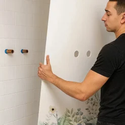 99Deco Lot de 2 panneaux de douche en aluminium (90x220 & 120x220 cm) + profilés blanc - Flowers in Rain - Multicolore