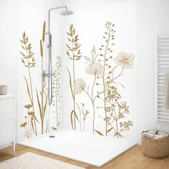 Lot de 2 panneaux de douche en PVC (90x220 & 120x220 cm) + profilés blanc - Vegetalist - Marron-99Deco Sale