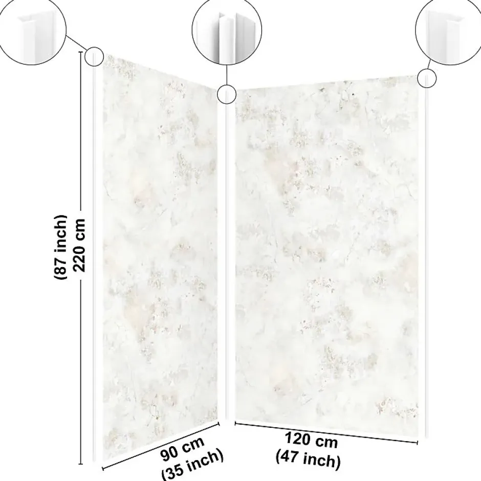 Lot de 2 panneaux de douche en aluminium (90x220 & 120x220 cm) + profilés blanc - New Trashwall - Marron-99Deco Best