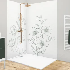 Lot de 2 panneaux de douche en PVC (90x220 & 120x220 cm) + profilés blanc - Charme - Vert-99Deco Online
