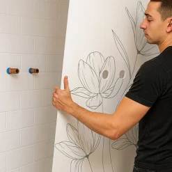 Lot de 2 panneaux de douche en PVC (90x220 & 120x220 cm) + profilés blanc - Charme - Vert-99Deco Online