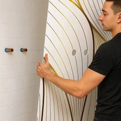 99Deco Lot de 2 panneaux de douche en aluminium (90x220 & 120x220 cm) + profilés blanc - Sotma - Blanc et doré