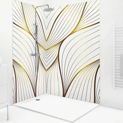 99Deco Lot de 2 panneaux de douche en aluminium (90x220 & 120x220 cm) + profilés blanc - Sotma - Blanc et doré