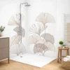 99Deco Lot de 2 panneaux de douche en aluminium (90x220 & 120x220 cm) + profilés blanc - Motif Floral - Gingko Blanc