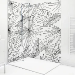 99Deco Lot de 2 panneaux de douche en aluminium (90x220 & 120x220 cm) + profilés noir - Lamnar - Noir