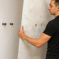 99Deco Lot de 2 panneaux de douche en PVC (90x220 & 120x220 cm) + profilés blanc - New Trashwall - Marron