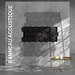 Lot de 2 Panneaux Hexagonaux H. 76 cm L. 62 cm - Chêne Noir Feutre Noir-Mon Marché Déco Sale